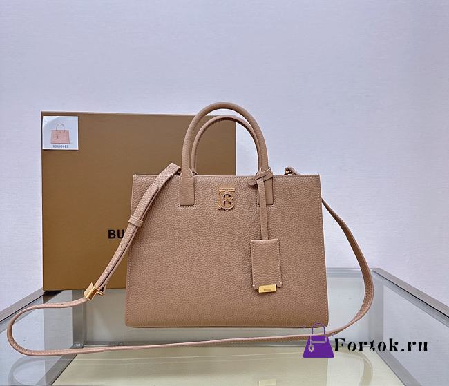 Fortok Burberry Beige Frances Mini Grained-leather Shoulder Bag 27x11x20cm - 1