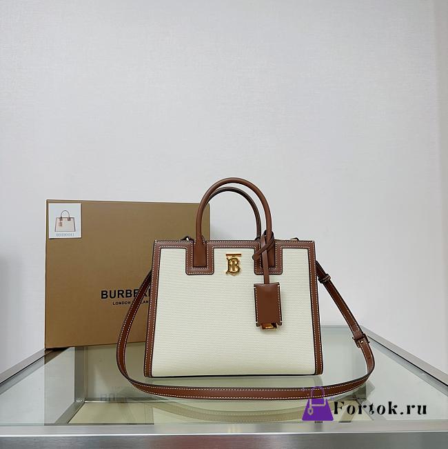 Fortok Burberry Natural/Brown Frances Mini Grained-leather Shoulder Bag 27x11x20cm - 1