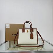 Fortok Burberry Natural/Brown Frances Mini Grained-leather Shoulder Bag 27x11x20cm - 1
