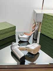 Fortok Gucci Platform Pumps With Double G in Silver  - 4