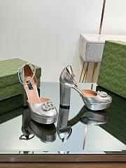 Fortok Gucci Platform Pumps With Double G in Silver  - 2