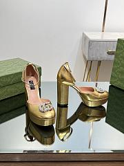 Fortok Gucci Platform Pumps With Double G in Gold - 4