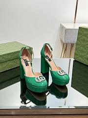 Fortok Gucci Platform Pumps With Double G in Green - 1