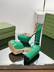 Fortok Gucci Platform Pumps With Double G in Green - 5