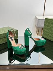Fortok Gucci Platform Pumps With Double G in Green - 2