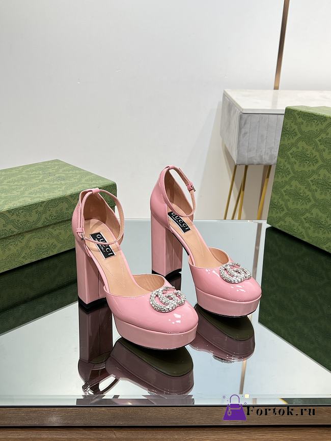 Fortok Gucci Platform Pumps With Double G in Pink - 1