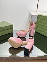 Fortok Gucci Platform Pumps With Double G in Pink - 3