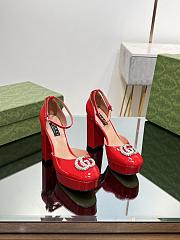 Fortok Gucci Platform Pumps With Double G in Red - 1