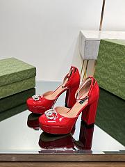 Fortok Gucci Platform Pumps With Double G in Red - 2