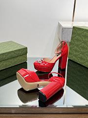 Fortok Gucci Platform Pumps With Double G in Red - 4