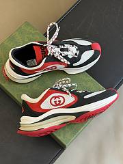 Fortok Gucci Run Sneakers in Black, White, Red Suede - 6
