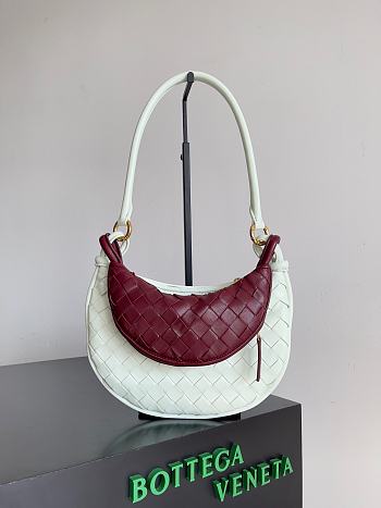 Fortok Bottega Veneta Gemelli Shoulder Bag in White/Red 24.5x7x19cm