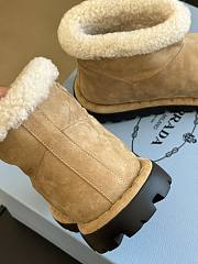 Fortok Prada Triangle Logo Suede Ankle Boots in Beige - 3