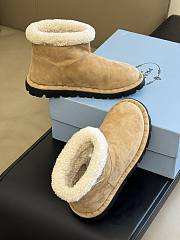 Fortok Prada Triangle Logo Suede Ankle Boots in Beige - 2