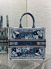 Fortok Dior Blue Butterfly Bandana Emroidery Tote Bag 36x18x28cm - 1