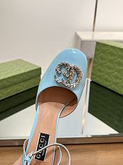 Fortok Gucci Platform Pumps With Double G in Blue - 6