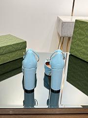 Fortok Gucci Platform Pumps With Double G in Blue - 5