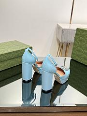 Fortok Gucci Platform Pumps With Double G in Blue - 3