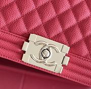 Fortok Chanel Leboy Grained Leather Gold-tone Metal Bag in Red 25x15x9cm - 4