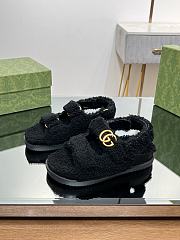 Fortok Gucci Double G Sandals in Black Merino Wool - 1
