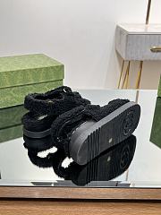 Fortok Gucci Double G Sandals in Black Merino Wool - 4