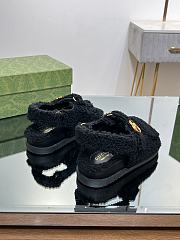 Fortok Gucci Double G Sandals in Black Merino Wool - 6