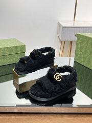 Fortok Gucci Double G Sandals in Black Merino Wool - 5
