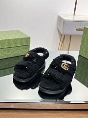 Fortok Gucci Double G Sandals in Black Merino Wool - 2