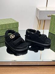 Fortok Gucci Double G Sandals in Black Merino Wool - 3