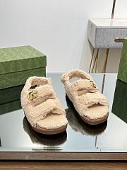 Fortok Gucci Double G Sandals in Beige Merino Wool - 6