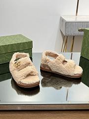 Fortok Gucci Double G Sandals in Beige Merino Wool - 4