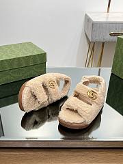 Fortok Gucci Double G Sandals in Beige Merino Wool - 3