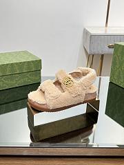 Fortok Gucci Double G Sandals in Beige Merino Wool - 2