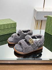 Fortok Gucci Double G Sandals in Grey Merino Wool - 1