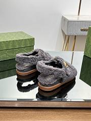 Fortok Gucci Double G Sandals in Grey Merino Wool - 6