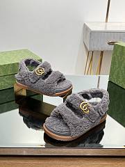 Fortok Gucci Double G Sandals in Grey Merino Wool - 4