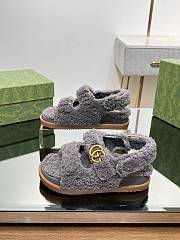 Fortok Gucci Double G Sandals in Grey Merino Wool - 3