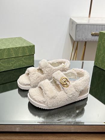 Fortok Gucci Double G Sandals in White Merino Wool