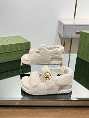 Fortok Gucci Double G Sandals in White Merino Wool - 5