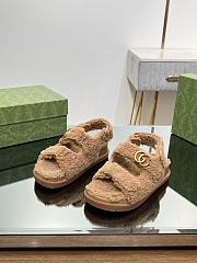 Fortok Gucci Double G Sandals in Brown Merino Wool - 1