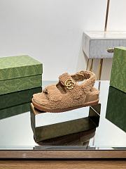 Fortok Gucci Double G Sandals in Brown Merino Wool - 5