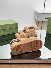 Fortok Gucci Double G Sandals in Brown Merino Wool - 4