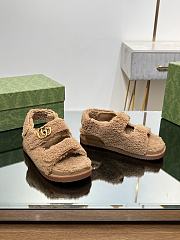 Fortok Gucci Double G Sandals in Brown Merino Wool - 3