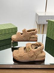 Fortok Gucci Double G Sandals in Brown Merino Wool - 2