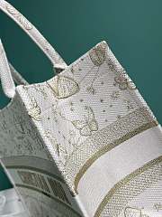 Fortok Dior White/Beige Butterfly Embroidery Tote Bag 36x18x28cm - 6
