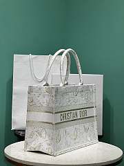 Fortok Dior White/Beige Butterfly Embroidery Tote Bag 36x18x28cm - 3