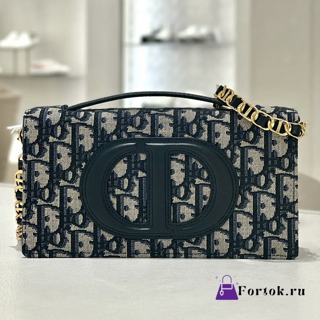 Fortok Dior CD Signature Mini Bag Blue Oblique Jacquard 21x11x5cm - 1