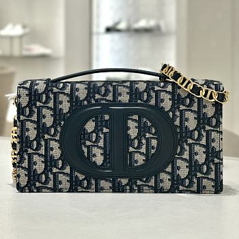 Fortok Dior CD Signature Mini Bag Blue Oblique Jacquard 21x11x5cm