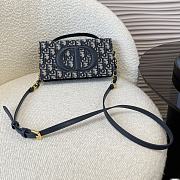 Fortok Dior CD Signature Mini Bag Blue Oblique Jacquard 21x11x5cm - 4