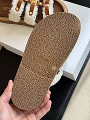 Fortok Celine Shearling-trimmed Leather Sandals  - 6